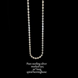 Marked Italy 925 Pure 925 Sterling Silver Herringbone Twisted 20'  Necklace